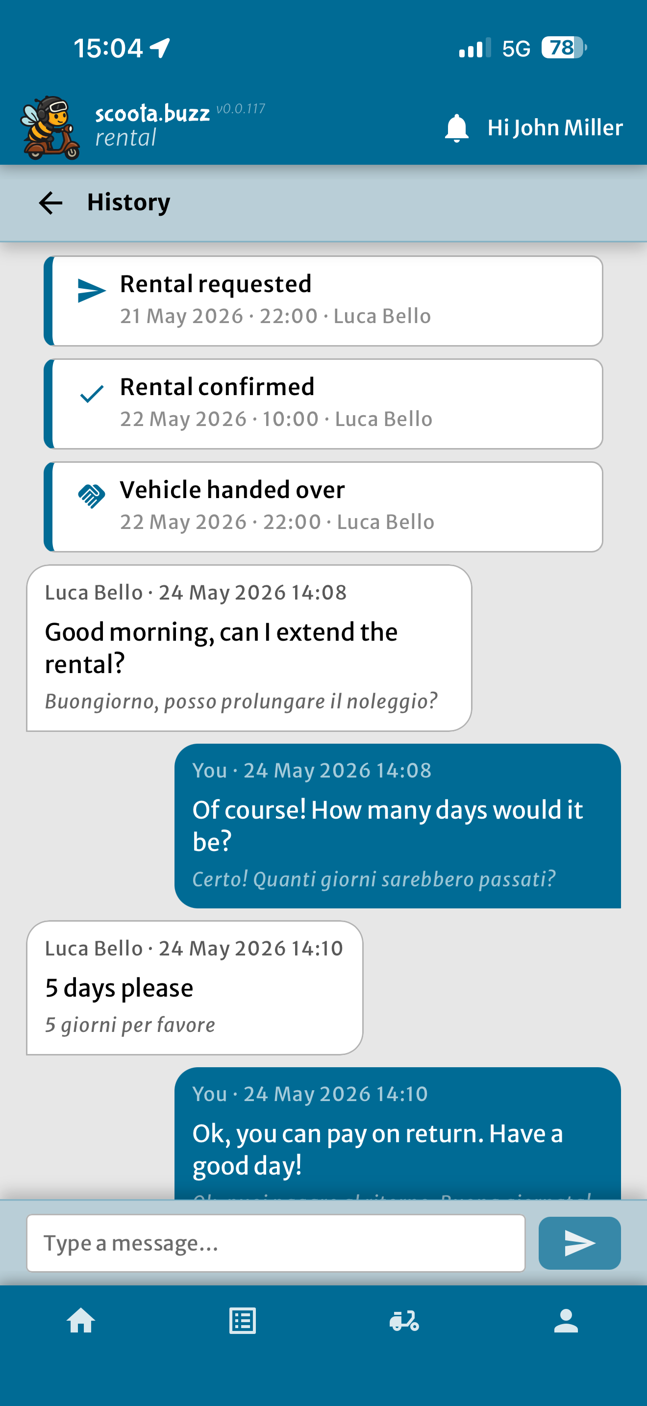 In-rental chat