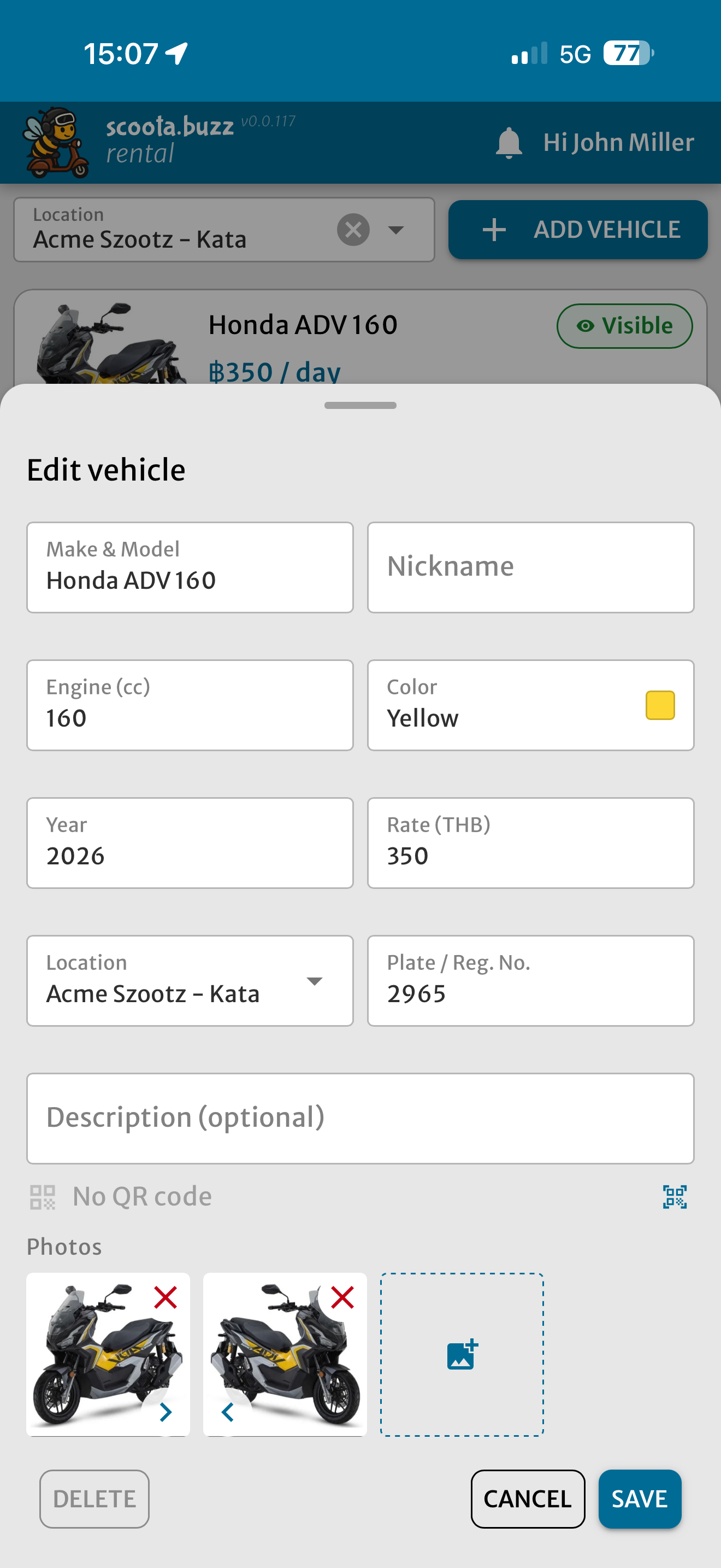 Vehicle edit